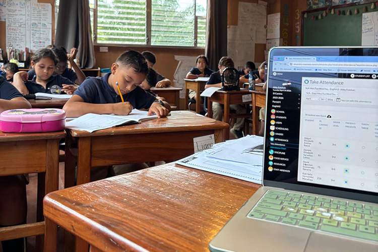 Students working in class